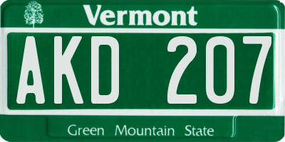 VT license plate AKD207