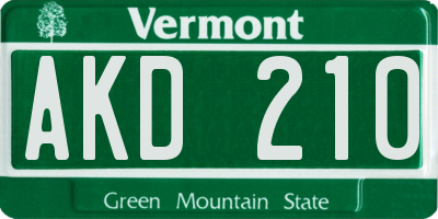 VT license plate AKD210
