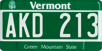 VT license plate AKD213