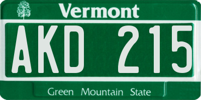 VT license plate AKD215