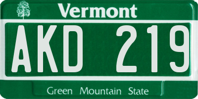 VT license plate AKD219