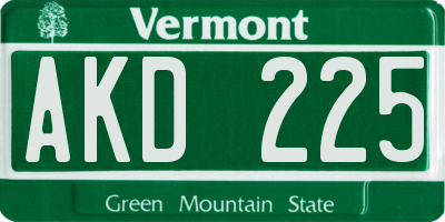 VT license plate AKD225