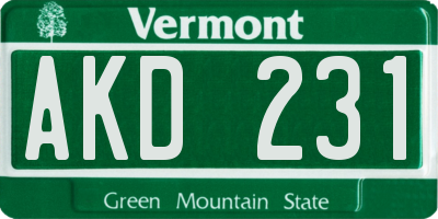 VT license plate AKD231