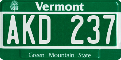VT license plate AKD237