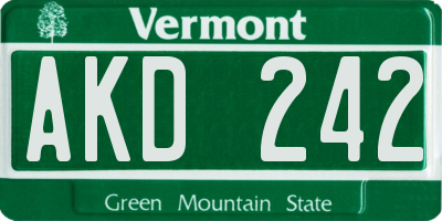 VT license plate AKD242