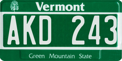 VT license plate AKD243