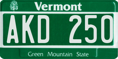 VT license plate AKD250