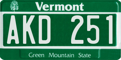 VT license plate AKD251