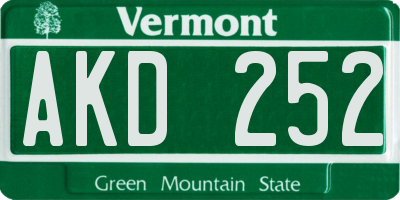 VT license plate AKD252