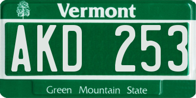 VT license plate AKD253