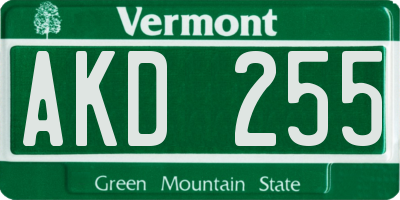 VT license plate AKD255