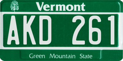 VT license plate AKD261