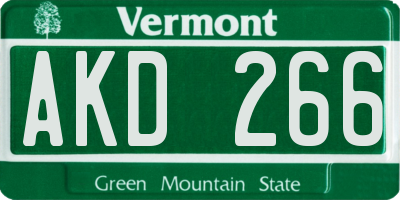 VT license plate AKD266