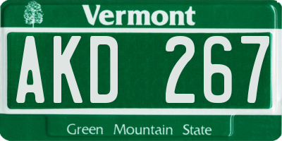 VT license plate AKD267