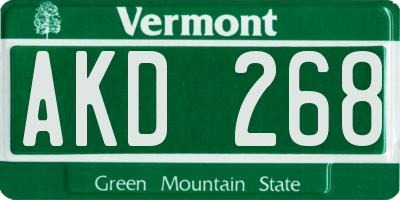 VT license plate AKD268