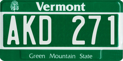 VT license plate AKD271