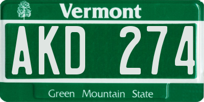 VT license plate AKD274