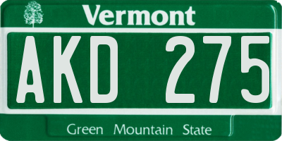 VT license plate AKD275