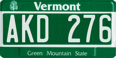 VT license plate AKD276