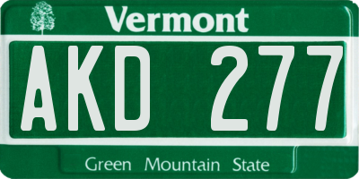 VT license plate AKD277