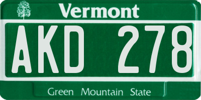 VT license plate AKD278
