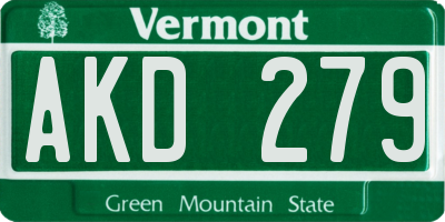 VT license plate AKD279