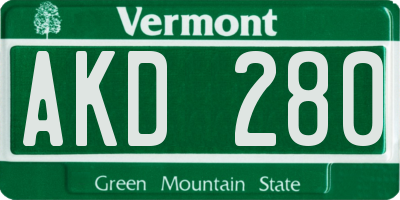 VT license plate AKD280