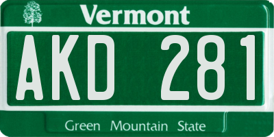 VT license plate AKD281
