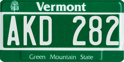 VT license plate AKD282