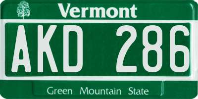 VT license plate AKD286
