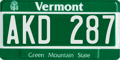 VT license plate AKD287