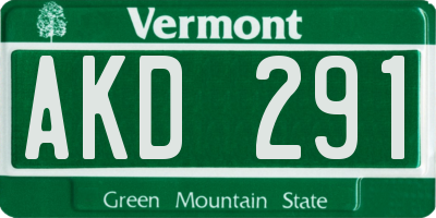VT license plate AKD291