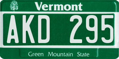 VT license plate AKD295