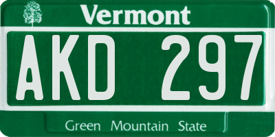 VT license plate AKD297