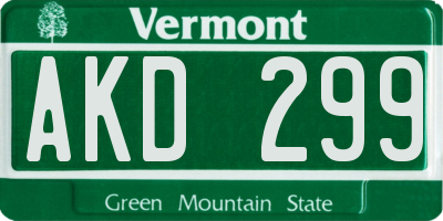 VT license plate AKD299