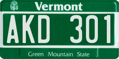 VT license plate AKD301