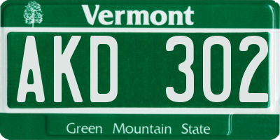 VT license plate AKD302