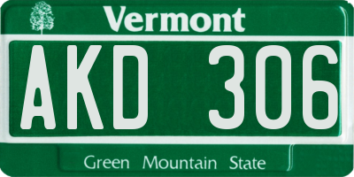VT license plate AKD306