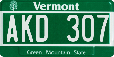 VT license plate AKD307