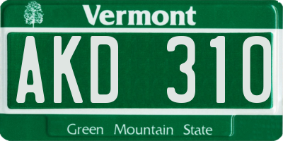 VT license plate AKD310