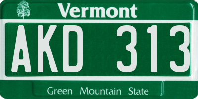 VT license plate AKD313