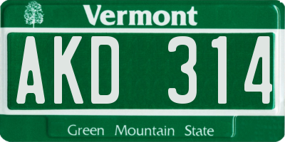 VT license plate AKD314