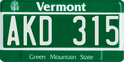VT license plate AKD315