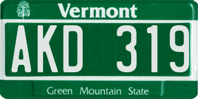 VT license plate AKD319