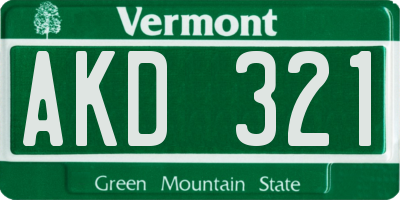 VT license plate AKD321