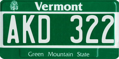 VT license plate AKD322