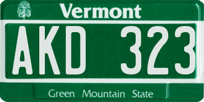 VT license plate AKD323