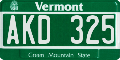 VT license plate AKD325
