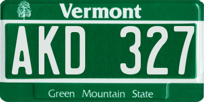 VT license plate AKD327
