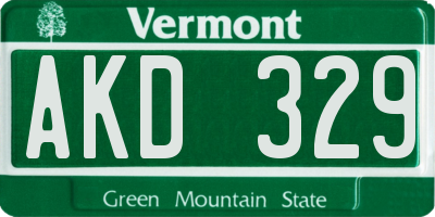 VT license plate AKD329